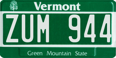 VT license plate ZUM944