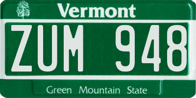VT license plate ZUM948