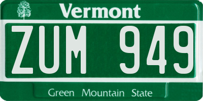 VT license plate ZUM949