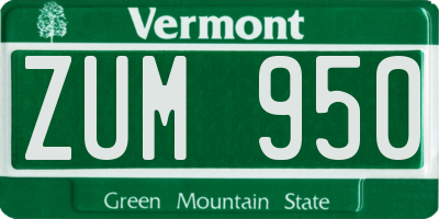 VT license plate ZUM950