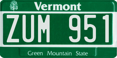 VT license plate ZUM951
