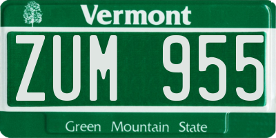 VT license plate ZUM955