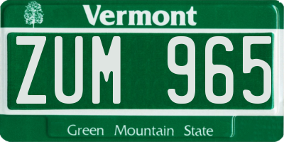 VT license plate ZUM965