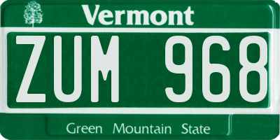 VT license plate ZUM968