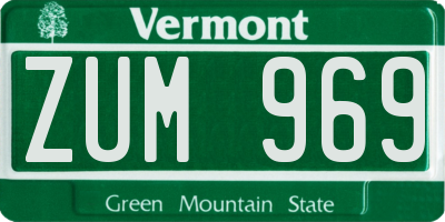 VT license plate ZUM969