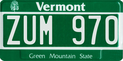 VT license plate ZUM970