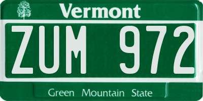 VT license plate ZUM972