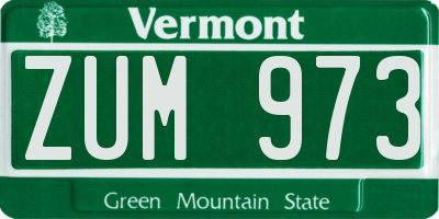 VT license plate ZUM973