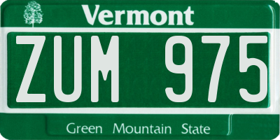 VT license plate ZUM975