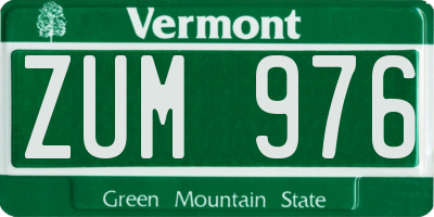 VT license plate ZUM976