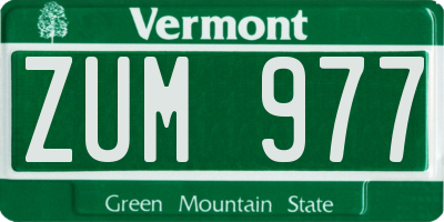 VT license plate ZUM977