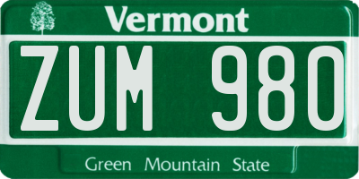 VT license plate ZUM980