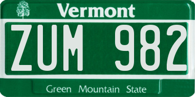 VT license plate ZUM982