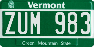 VT license plate ZUM983