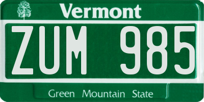 VT license plate ZUM985