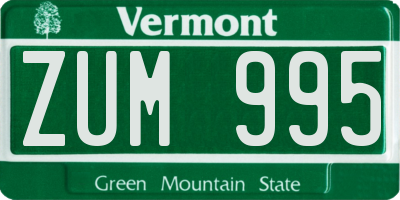 VT license plate ZUM995