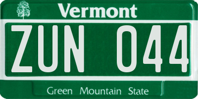 VT license plate ZUN044