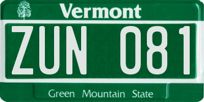 VT license plate ZUN081