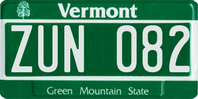 VT license plate ZUN082