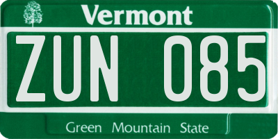 VT license plate ZUN085