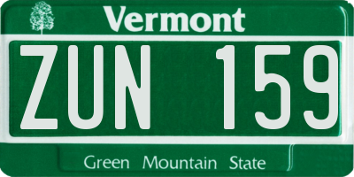 VT license plate ZUN159