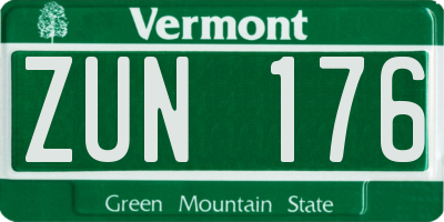 VT license plate ZUN176