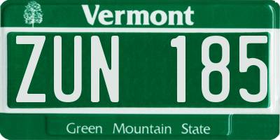 VT license plate ZUN185