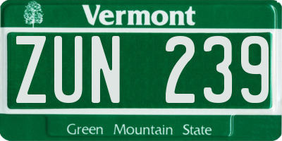 VT license plate ZUN239