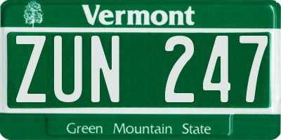 VT license plate ZUN247