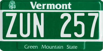VT license plate ZUN257