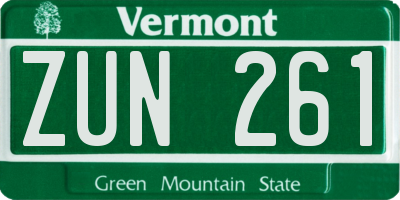 VT license plate ZUN261