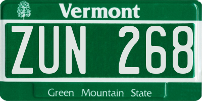 VT license plate ZUN268
