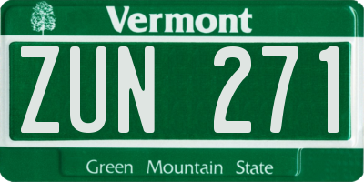VT license plate ZUN271