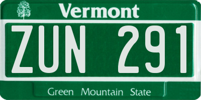 VT license plate ZUN291