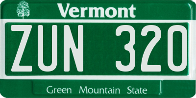 VT license plate ZUN320