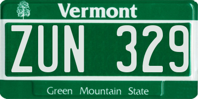VT license plate ZUN329