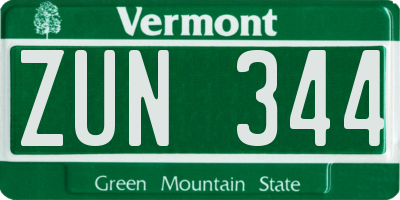 VT license plate ZUN344