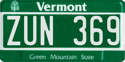 VT license plate ZUN369