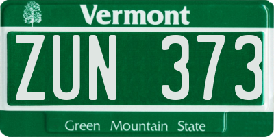 VT license plate ZUN373