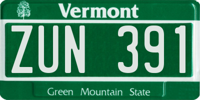 VT license plate ZUN391