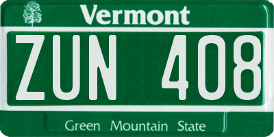VT license plate ZUN408