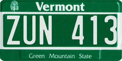 VT license plate ZUN413