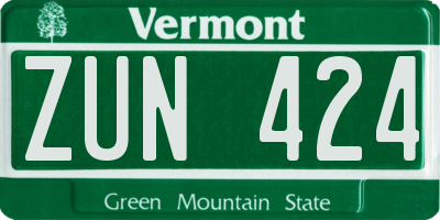 VT license plate ZUN424