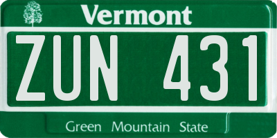 VT license plate ZUN431
