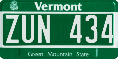 VT license plate ZUN434