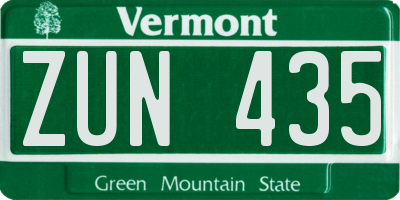 VT license plate ZUN435