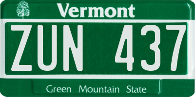 VT license plate ZUN437