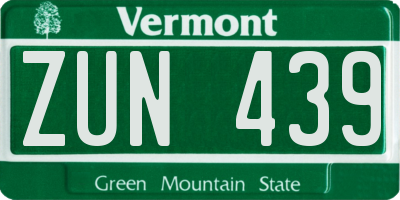 VT license plate ZUN439