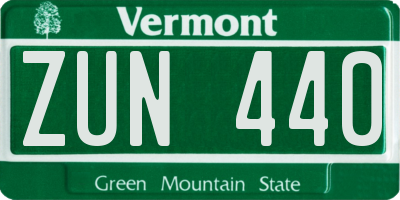 VT license plate ZUN440