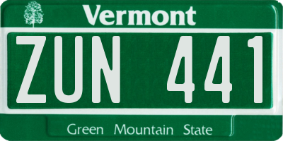 VT license plate ZUN441